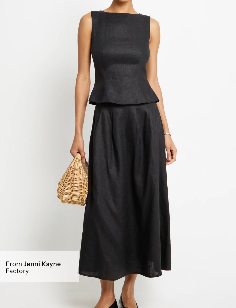 New few Moda O.P.T Aveline linen black skirt set $222 sz 6